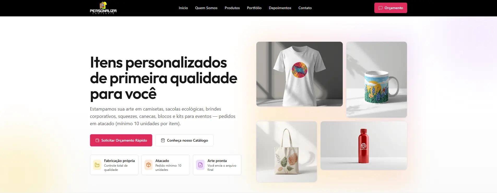 Site Institucional - Personaliza Camisaria